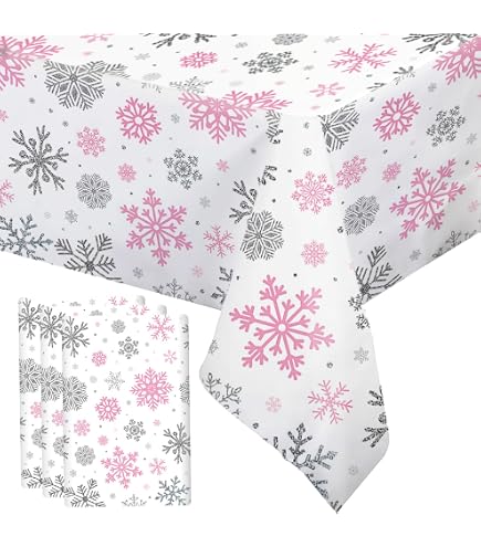 Winter Onederland 1st Birthday Tablecloths – 3-Pack Blue & Silver Snowflake Plastic Table Covers (54" X 108") - View #12