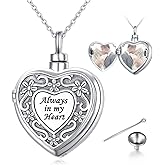 Yearace Urn Necklace for Ashes Sterling Silver Filigree Locket Necklace that Holds Pictures Heart Keepsake Memorial Necklace Cremation Jewelry for Ashes for Women Men