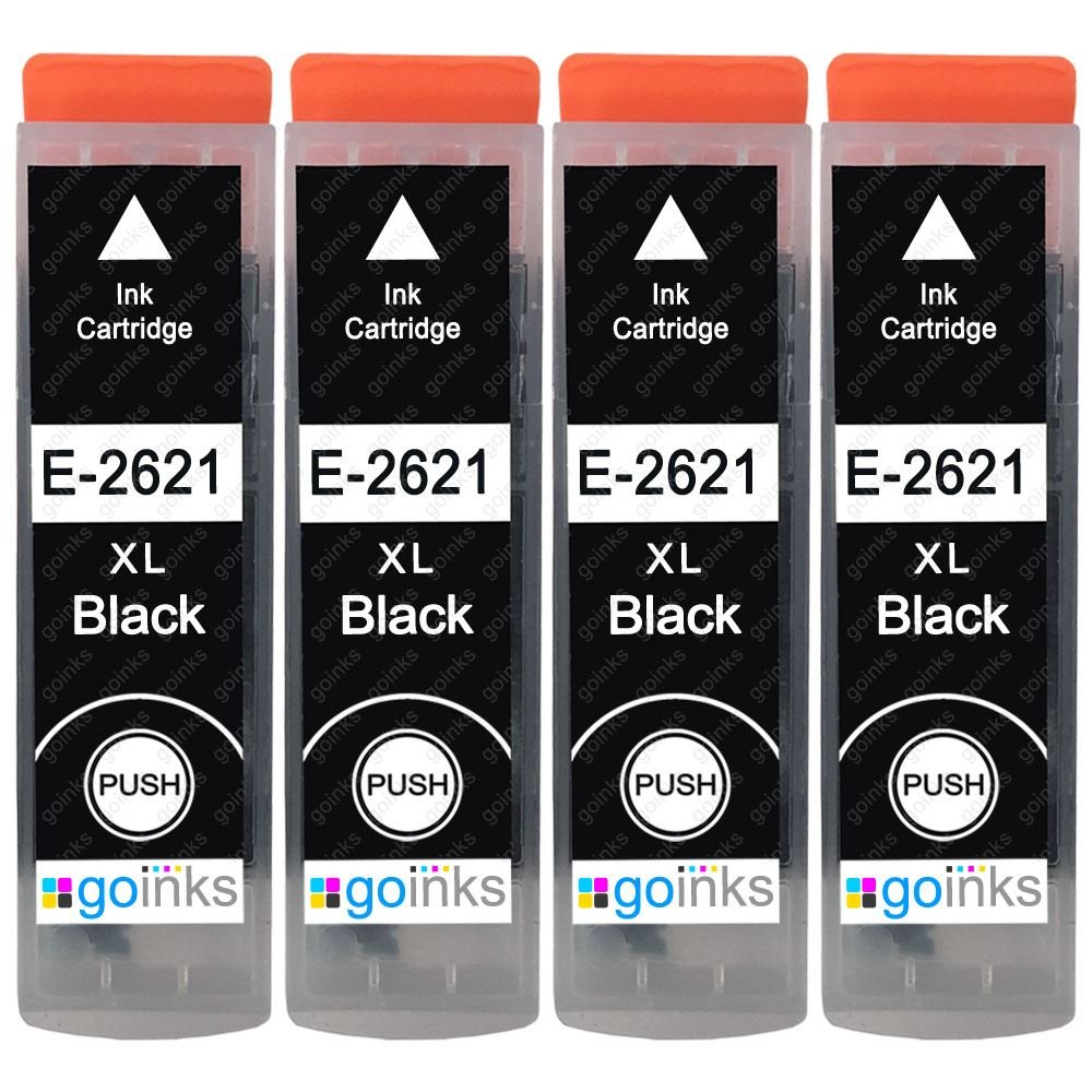 Go Inks 4 Black Ink Cartridges to replace Epson T2621 (26XL) Compatible/non-OEM for Epson Expression Premium Printers