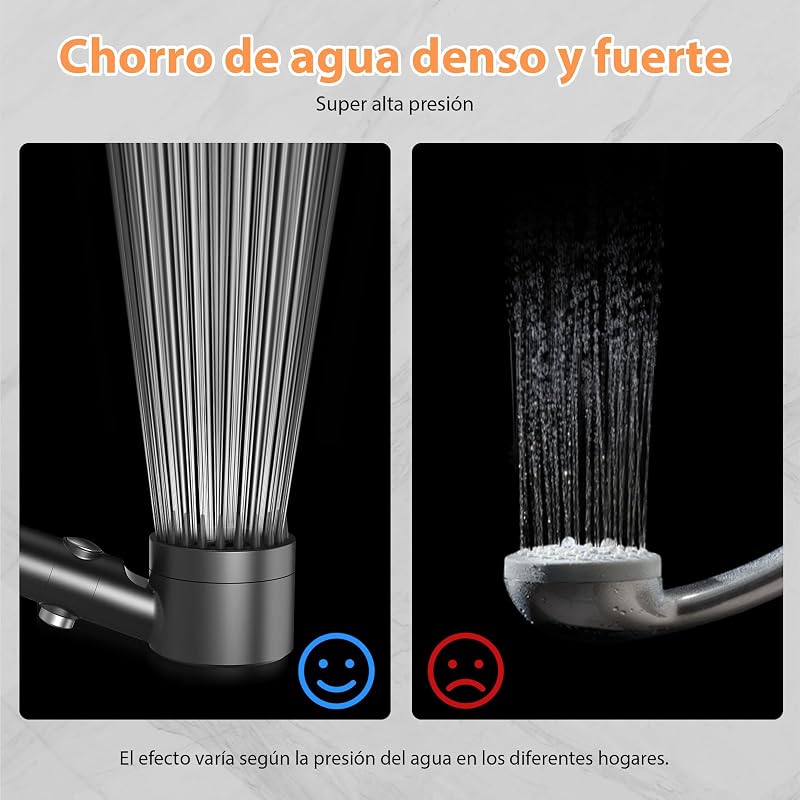 Chuveiro com filtro de 15 passos, chuveiro anticalcário com mangueira de 1,5M, modos de pulverização 3+1 Filtro de duche de alta pressão