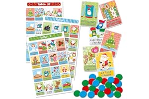 MORE FIESTA Bilingual Christmas Loteria Fiesta Game in English and Spanish, Mexican Bingo for up to 20 Players - 20 Boards, Full Deck of Cards and Chips, Theme Xmas