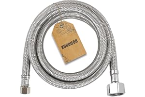 KUODIEOR Universal Flexible Toilet Connector, 49-Inch x 3/8" Comp x 7/8" BC, Premium Braided Stainless Steel Toilet Water Supply Connector Line with Anti-Leaking Brass Nut