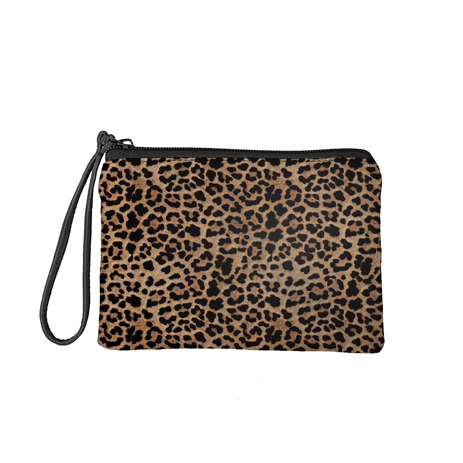 Jeiento Leopard Pattern Coin Purse Wallet Bag Change Pouch Key Holder Cosmetic Bag Makeup Toiletry Kit Case for Women Girls