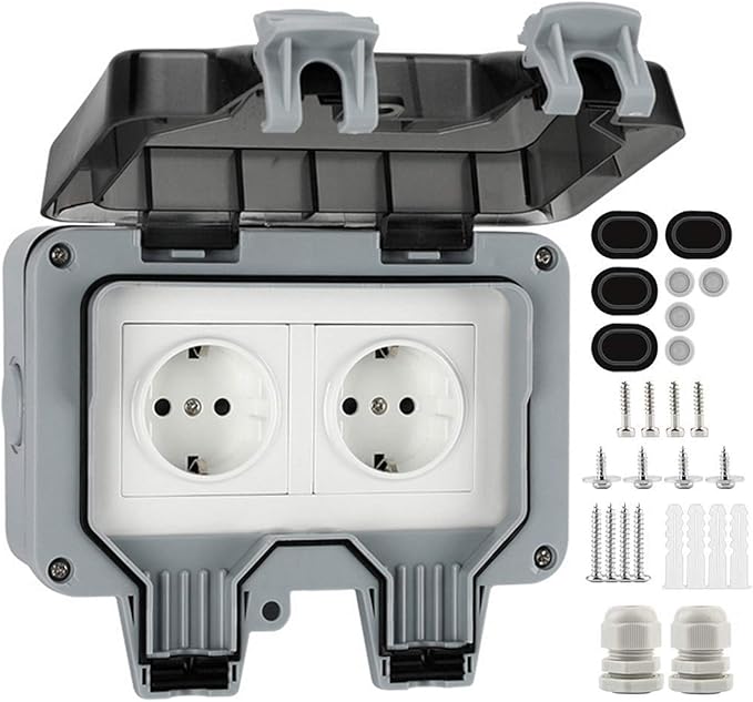 IP66 Aufputzsteckdose Mit Klappdeckel - Wasserdichte Outdoor-Steckdose 16A/4000W