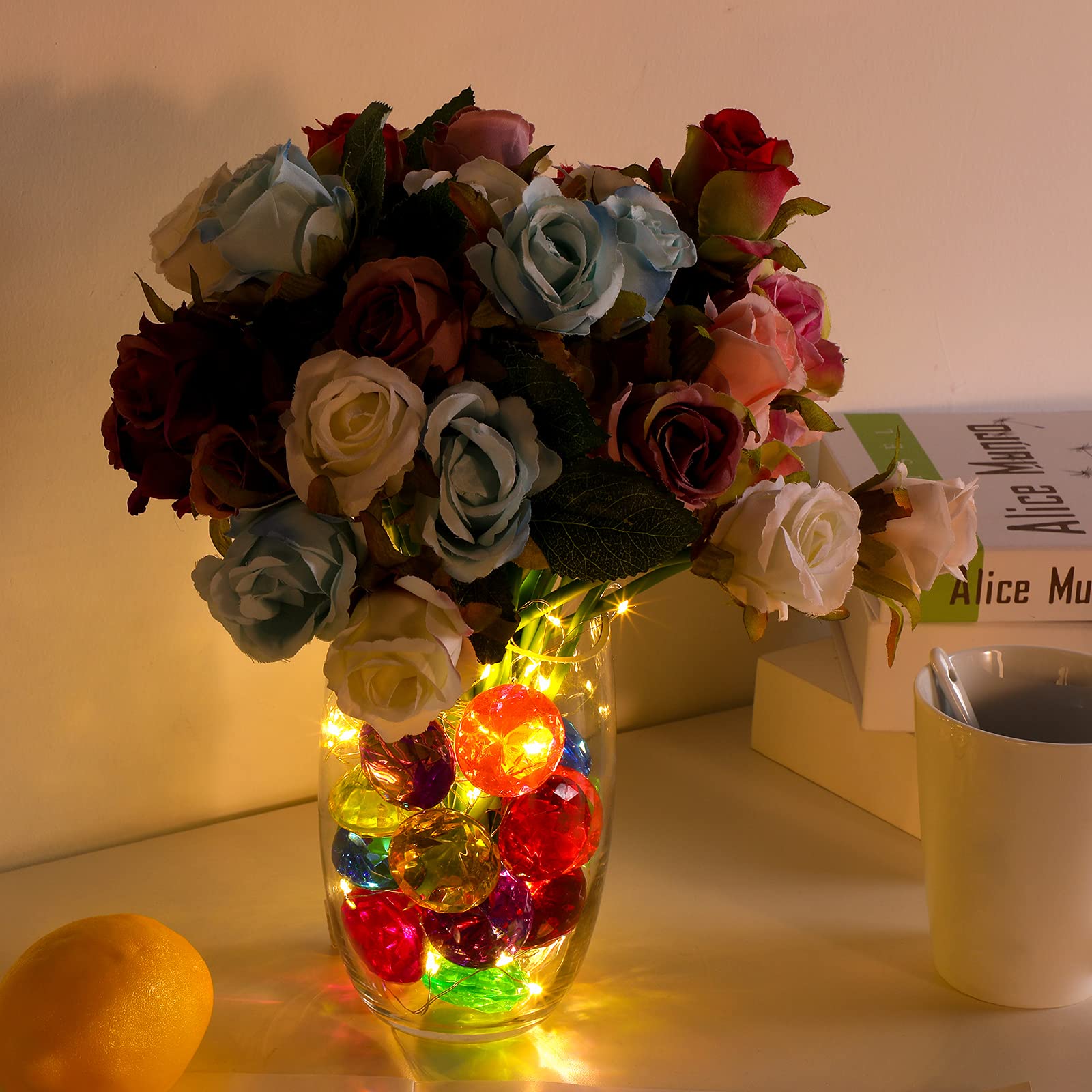 Zomiboo 16 Pcs Acrylic Diamond Large Gems Pirate Round Treasure Toy Gems Treasure Round Gemstones Acrylic Diamond Shaped Gemstones for Home Table Vase Fillers Party Decor (Multicolor)