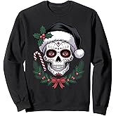 Christmas Sugar Skull Art Woman Santa Hat Festive Design Sweatshirt