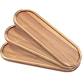 3 Pcs Acacia Wooden Serving Trays Oval Wood Platter Wooden Serving Platter Oval Charcuterie Plates Board Cheese Plate Fruit Wood Tray Acacia Cheese Board for Dessert Appetizer (14" x 4.5")