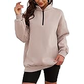 Aokivvy Womens Oversized Sweatshirts Quarter Zip Fleece Pullover Fall Fashion Outfits 2024 Y2K Winter Clothes