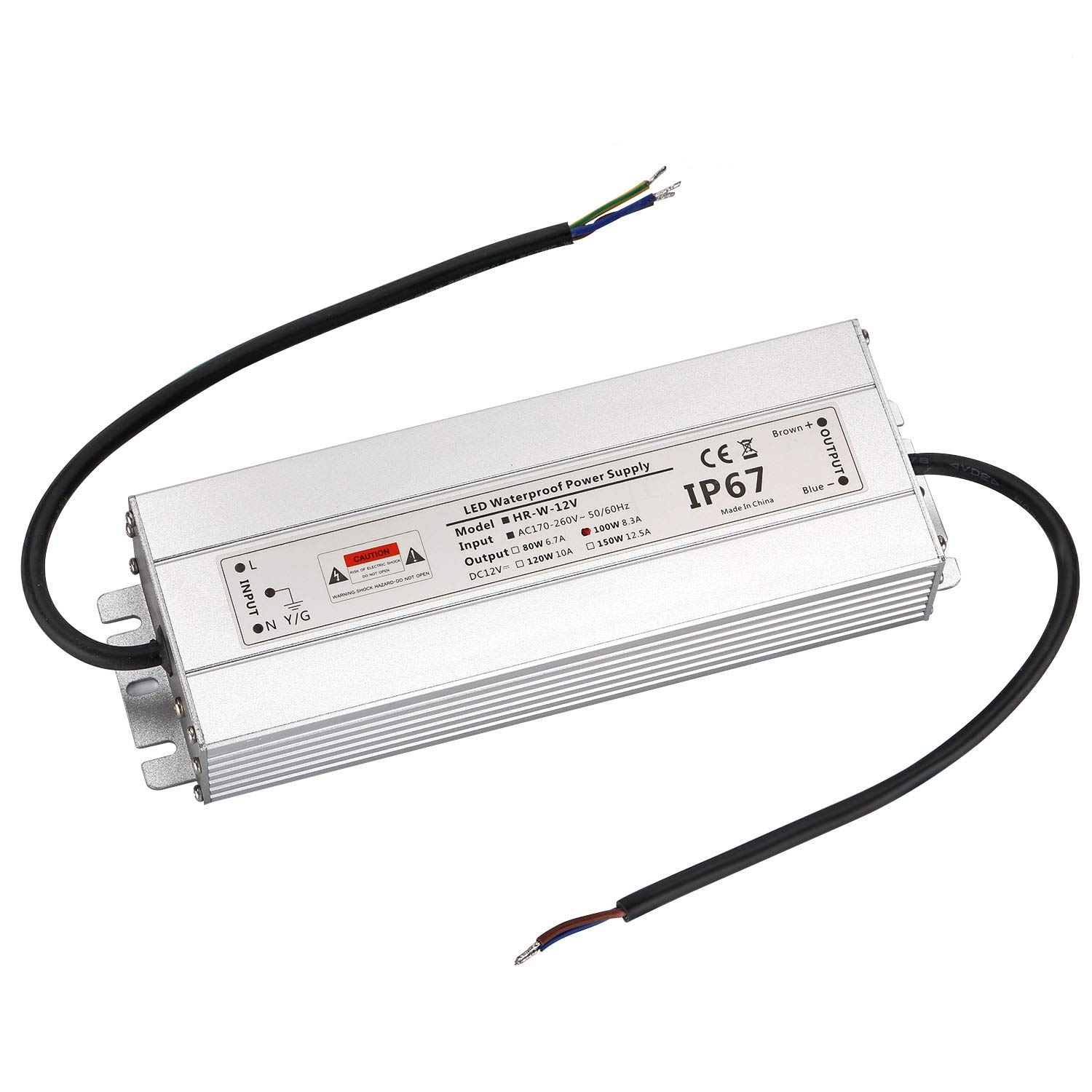 IP67 Waterproof Power Supply 12V, Low Voltage LED Driver 100W 8.3A
