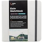 Etchr 6" Square Cold Press Mixed Media Sketchbook - Hardcover, 100% Cotton, 6"x6", 52 Pages