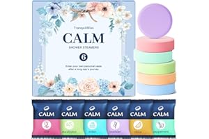 TranquilBliss Shower Steamers 6 Count, Shower Steamers with Natural Ingredients, 6 Different Scents & Individually Wrapped, Christmas and Birthday Good Option for Her, Mom, Friends