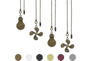 SUR-CIEL 4PCS Ceiling Fan Pull Chain, Ceiling Fan Pulls Decorative, Ceiling Fan Pull Chain Extender, Light Pull Chain Extension with 12 inches 3mm Diameter Ball Bead Chain, Bronze