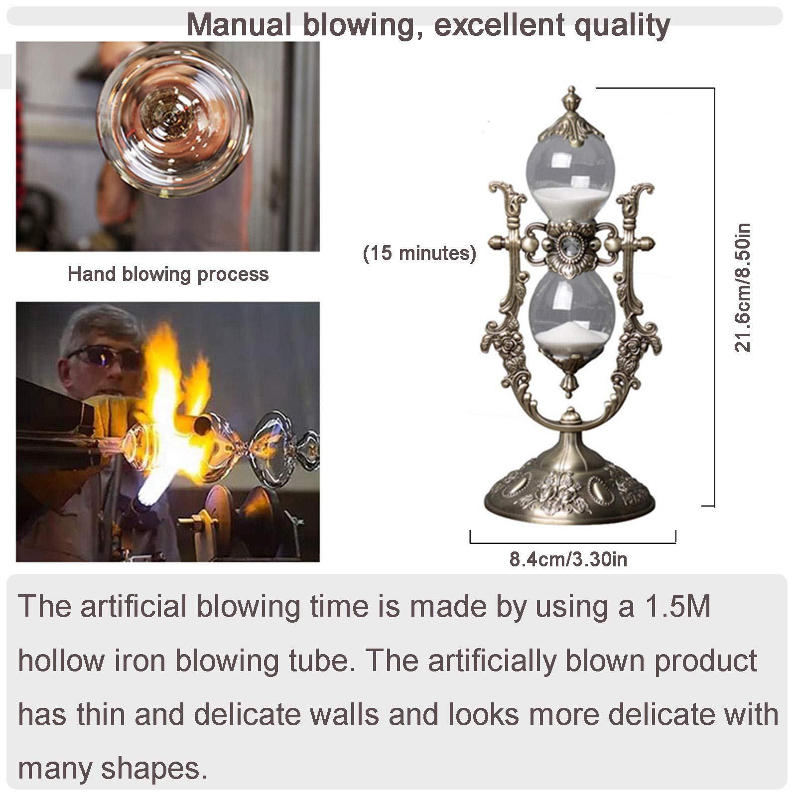 Hourglass Timer, 15 Minutes Embossed Golden Hourglass Timer,Used for Vintage Home Decoration, Office/Desk Decoration, Kitchen Wedding Gifts (P1-G42U-8VJR)