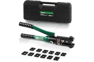 UTZIKO 16 Ton Hydraulic Wire Crimper Battery Cable Lug Terminal Crimping Tool WIth Standard US cable Dies,Crimps 6 AWG to 600 MCM, Cable Crimping Tool ​with 13 Pairs of Standard US cable Dies