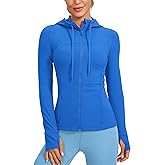 CRZ YOGA Butterluxe Hooded Athletic Jackets for Women - Full Zip Track Casual Tops with Thumb Holes Pockets
