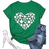 MQSVPUT St Patricks Day Shirts for Women Funny Clover Graphic Tshirt Lucky Irish Short Sleeve Tee Tops