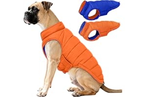 QBLEEV Reversible Dog Winter Coat, Waterproof Windproof Warm Jacket with Adjustable Hook & Loop Design, Lightweight Puffer Ve