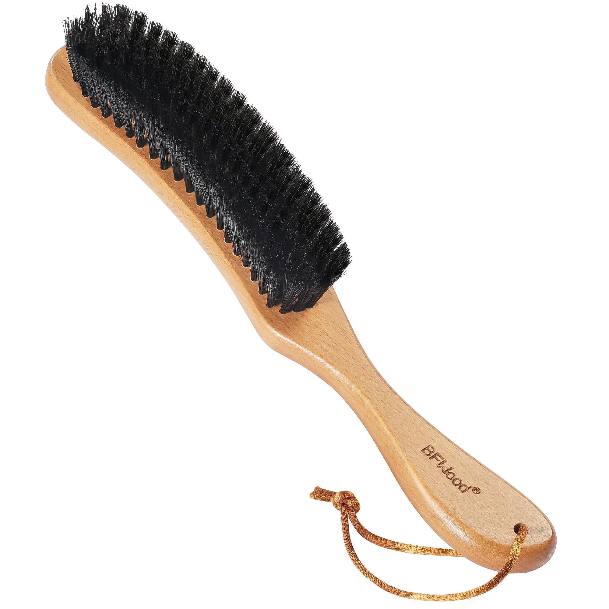 BFWood Clothes Brush - Boar Bristle Hat Brush Lint Brush for Suits, Cashmere, Wool, Velvet, Suede and Pet Hair - Large Beech Handle
