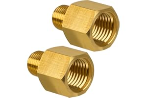JUWO Brass Pipe Fitting, 1/2" NPT Male x 3/4" NPT Female Reducer Adapter for Air, Propane, LP and Natural Gas, Brass Pipe Extension Connectors (2-Pack)