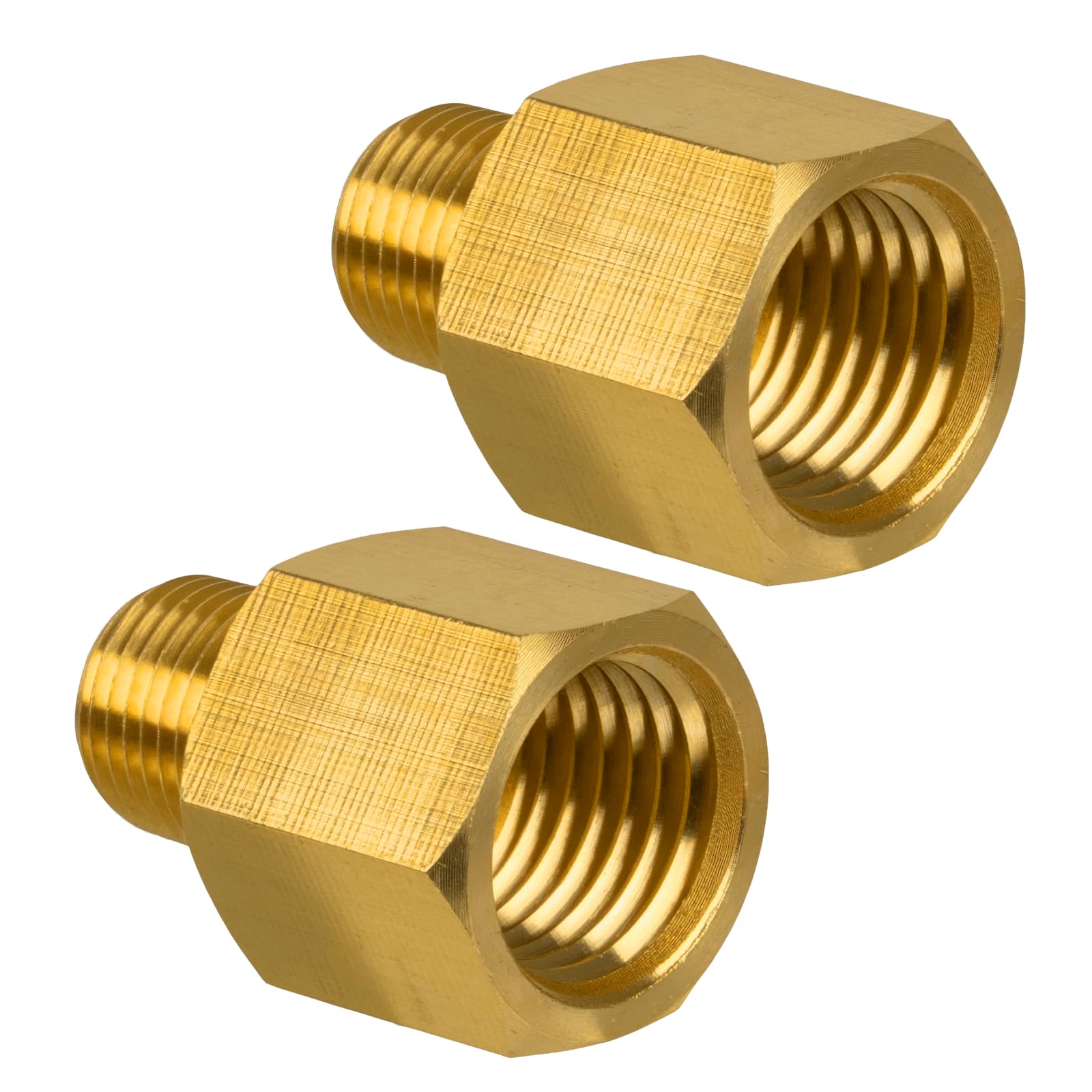Photo 1 of Juwo Brass  Fitting, 1/2" NPT Male x 3/4" NPT Female Reducer Adapter for Air, Propane, LP and Natural Gas, Brass Pipe Extension Connectors (2-Pack)