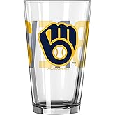Logo Brands MLB Overtime 16oz Pint Glass (Milwaukee Brewers)