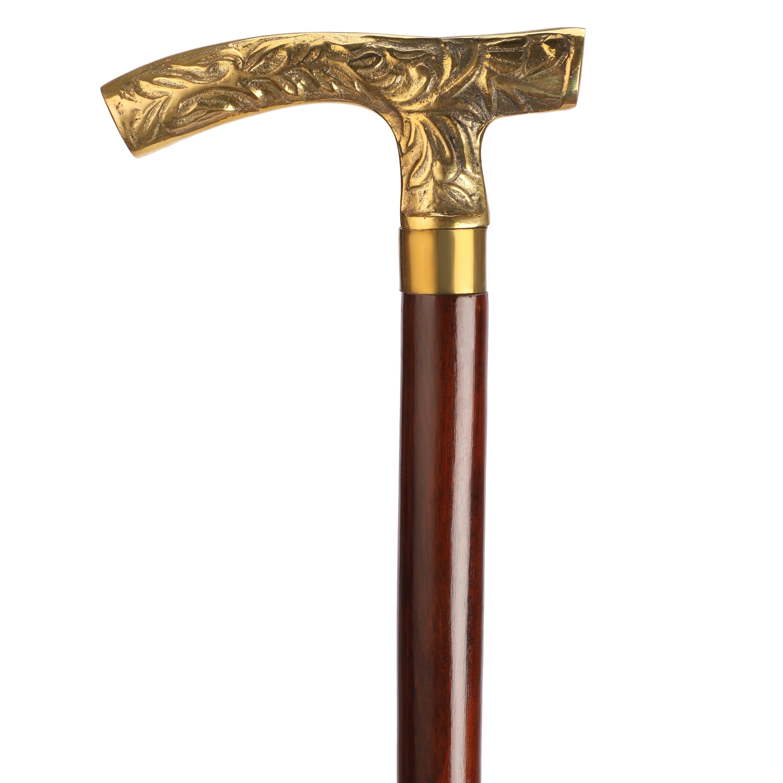 Ajuny Walking Sticks for Men Women Seniors Wooden Canes Decorative Chrome Knob Formal Cane Fritz Style Folding Non Slip Walking Cane with Brass Handle Hiking Poles 36 Inch