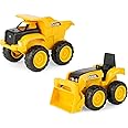 John Deere Tomy 6'' Dump Truck & Toy Tractor with Loader Construction Vehicle Set, Yellow