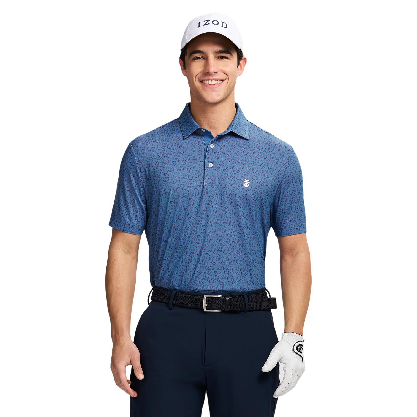 Izod Men's Swingflex Elite Short Sleeve Golf Polo, Moonlight Blue Golf, Small Image