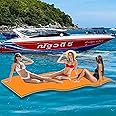 Winfire 6'/9'/12' Floating Water Mat, Foam Water Floating Pad, Tear-Resistant XPE Foam, Lily Pad for Water Recreation Pool, Beach, Ocean, Lake, Suitable for Multiple Users, Blue&Orange (6 * 4ft)