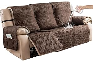 Genina Waterproof Reclining Couch Cover 3 Seat, Recliner Sofa Covers Non-Slip Recliner Couch Cover Furniture Protector with Elastic Straps for Pets, Dogs (Chocolate, Recliner Sofa)