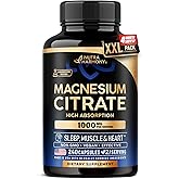 Magnesium Citrate Capsules 1000mg | High Absorption Supplement - Sleep, Muscle & Heart Support - Vegan | Non-GMO - Made in USA - As Powder | Pills | Tablets - 240 Capsules, 4 Month Supply
