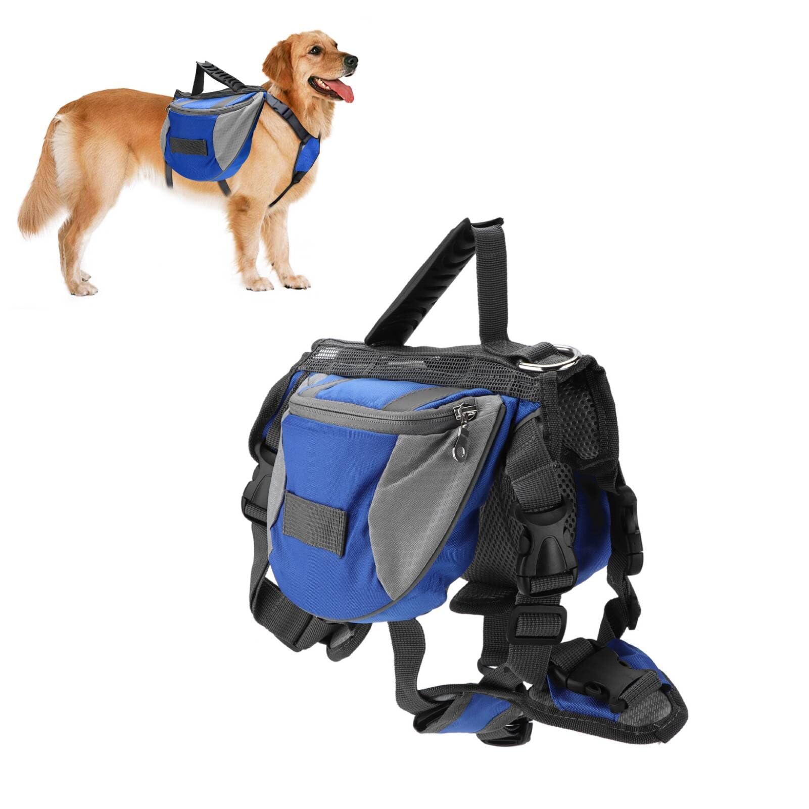 Cyrank Dog Backpack for Hiking, Dog Backpack Carrier Service Dog Vest Harness Saddle Bag Backpack Pouch Pet Travel Bag with Reflective Strip and Side Pockets for Small Medium Large Dog(L)