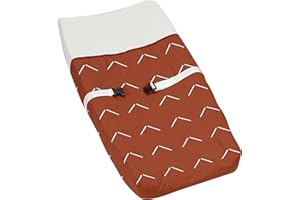 Sweet Jojo Designs Boho Arrow Boy Girl Baby Nursery Changing Pad Cover - Ivory Burnt Orange Rust Off White Farmhouse Southwest Shabby Chic Designer Chevron Neutral Bohemian Diamond Tuft Collection
