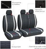 TOYOUN Van Seat Covers 3D Stripe Print Universal Fit Grey 2+1 Seat view 4