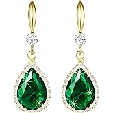 Linawe Imitation Diamond Dangle Earrings for Women Trendy, Rhinestone Drop Chandelier Earrings, Teardrop Crystal Cubic Zirconia Wedding Jewelry Set, 14K Gold/Rose Gold/Silver Tone