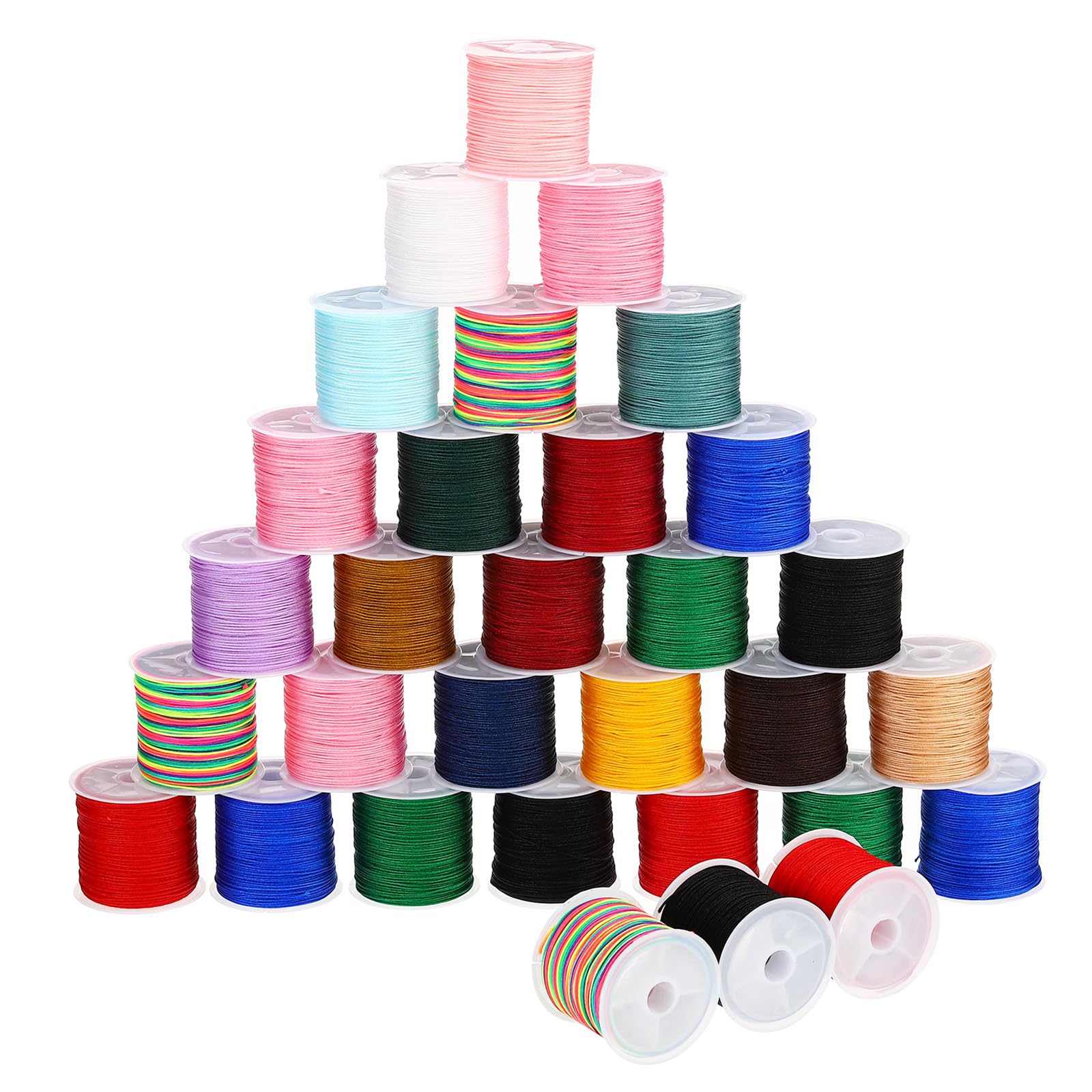 PATIKIL 31Rolls 0.8mm Nylon String Cord, 678 Yards Beading Thread for Bracelet Making, Braided Bracelets, Beading, Necklaces, Macrame Craft, Wind Chime, Jewelry Bracelets Beads, 19 Colors