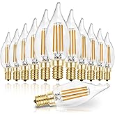 Hizashi 90+ CRI LED Candelabra Bulb 40W Equivalent E12 LED Bulb Dimmable 2700K Soft Warm White, Chandelier Light Bulbs, 4W 450LM Flame Tip CA10 Candle Light Bulbs, UL Listed - 12 Pack