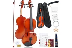 Violin 4/4 Full Size Kit for Beginners, Glossy Violin Fiddle Set for Adults, Students with Violin Case, Bow, Rosin, Fingerboa