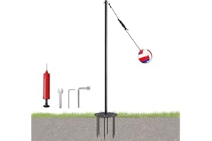 HQSLC Arejonner Tetherball Set with Adjustable Pole (Up to 8ft), Integrated Built-in Rope Design Ball Professional Outdoor Game for Backyard, Lawn, Includes Ball, Rope, Pole & Base for Kids, Adults