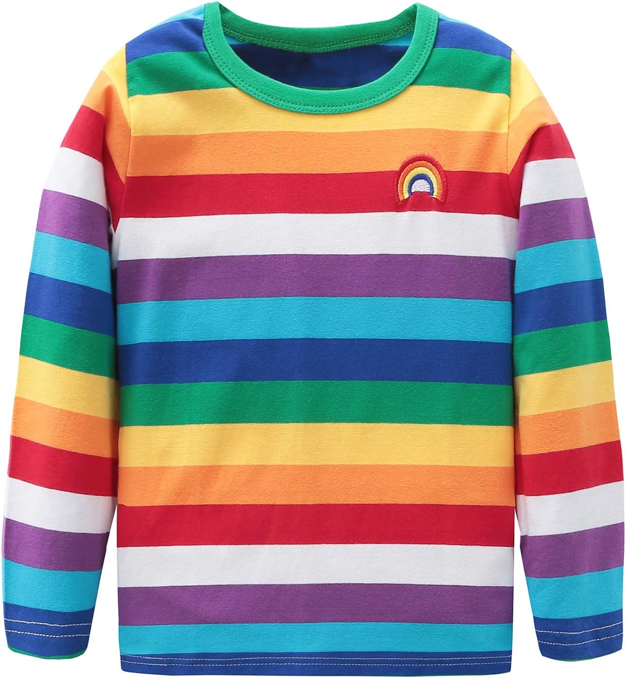 Boys Cotton Long Sleeve T-Shirts Rainbow Striped Shirts