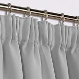 Aspire Homeware Blackout Curtains 46x54 Pencil Pleat Grey 2 Panels with Tiebacks view 3
