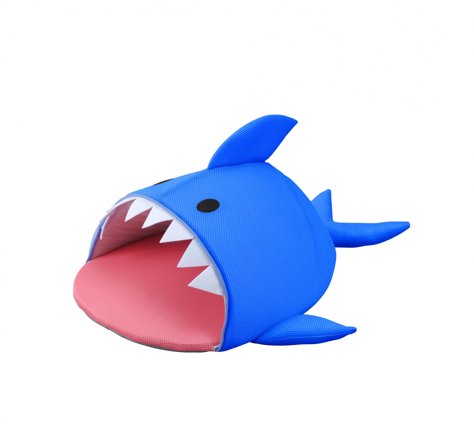 Iris Ohyama, Pet Bed Shark, Cushion, Washable Shark Shape Basket, Two-sided with border , L75 x W71 x H33cm , Unit , Non-slip , PCB-20SH, For Cats, Dogs , Shark