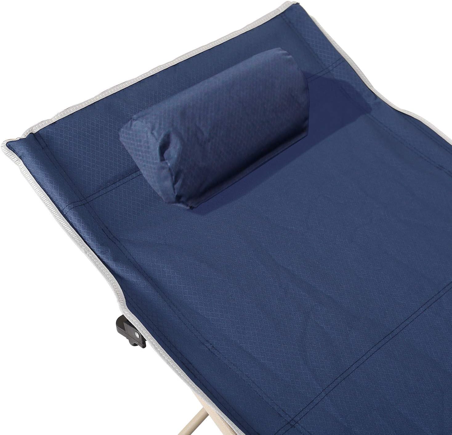 DlandHome Folding Camp Bed Outdoor Folding Chair Bed for Fishing or Camping Foldable Camping Bed with Suede Pad & Side Bag & Free Pillow - Image 5