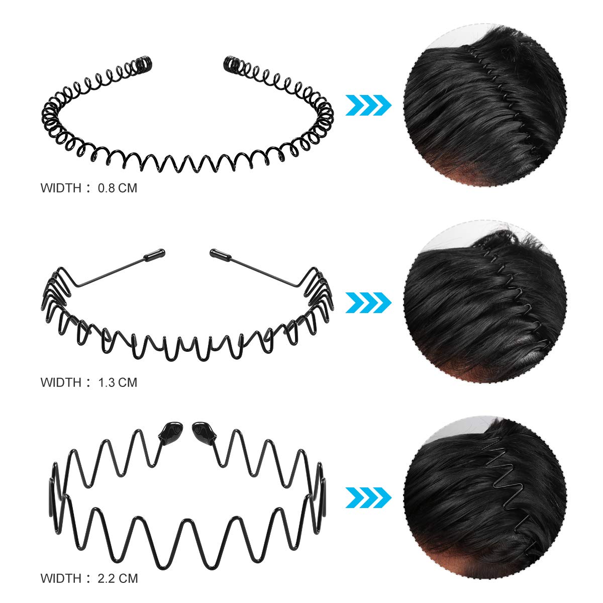 Lurrose 6Pcs Unisex Wavy Headband Metal Hair Hoop Ordinary Headwear Hair Accessories for Women Men: Beauty