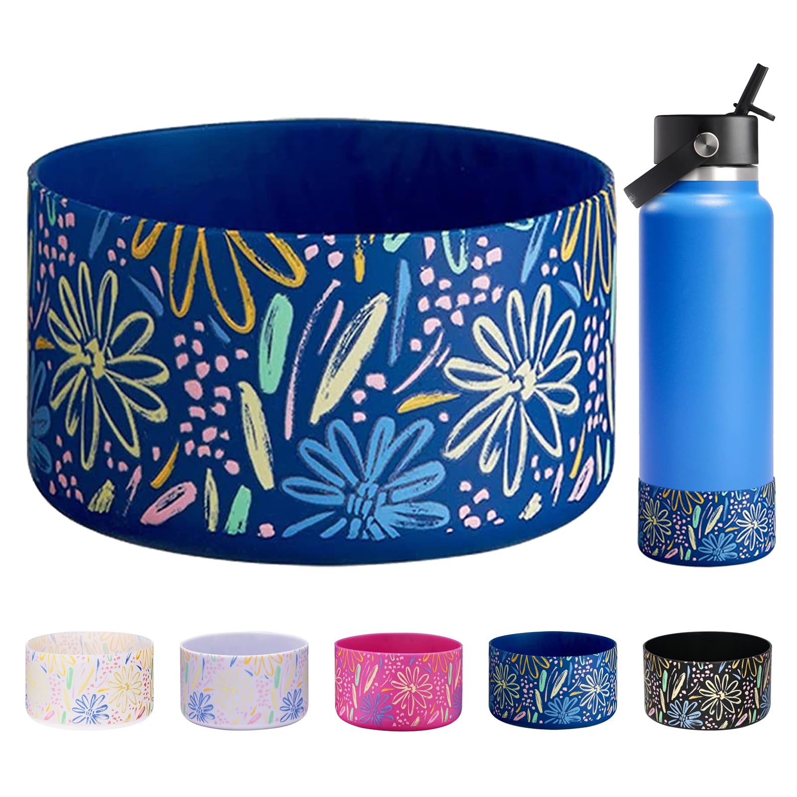 WK IEASON Protective Silicone Base Boot for Hydro Flask 32OZ 40OZ Wide Mouth, Anti-Slip Silicone Sleeve Cover Bumper for Owala Freesip/Flip/Twist 40OZ Flask Water Bottle-3.56inch Bottom Diameter