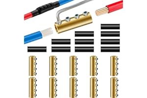 GIBBAB 10PCS 6-10AWG 6 8 10 Gauge Wire Connector Nut Kit, 80Amp Screw Quick Wiring Connection Terminal, Splicing Quick Wire Connectors, Circuit Wire Butt Bras Connector with Heat Shrink Tube Wrench