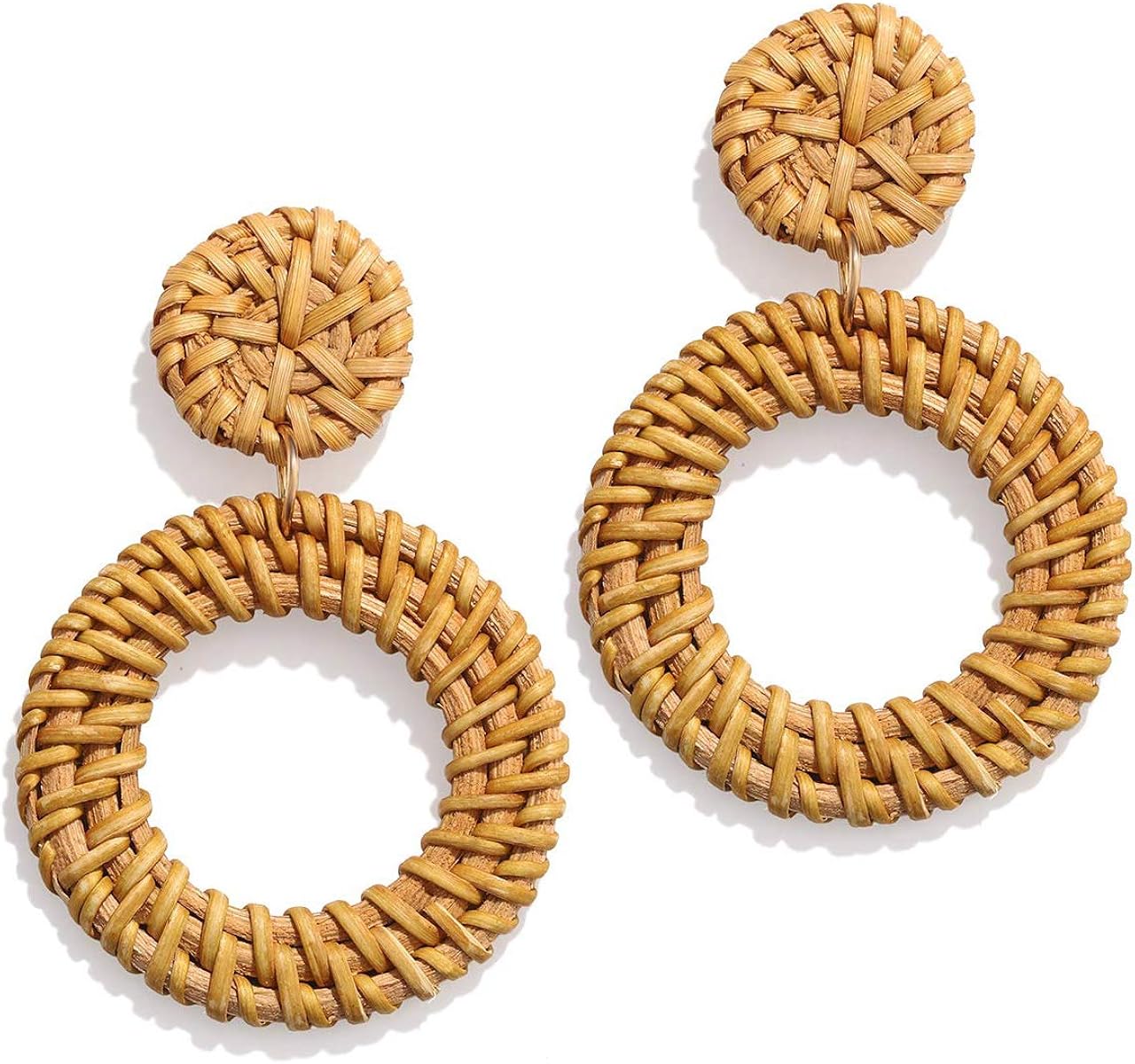 YINL Straw Woven Earrings Handmade Lightweight Rattan Drop Dangle
