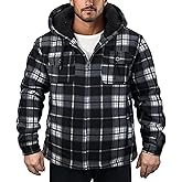 Zerenfy Plaid Flannel Jackets for Men Sherpa Fleece Lined Zip Up Hoodies Thick Winter Heavy Warm Coats with Hood
