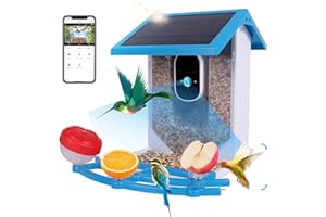FUNLE Bird Feeder with Camera Solar Powered Outdoor,Bird House Cam with AI Identify Wild Birds,Live View, Smart Hummingbird Feeder for Bird Lover Watching Gifts