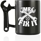 Onebttl Unique Gifts for Men, Funny Coffee Mug with Wrench Spanner Handle, Gifts for Dad, Husband, Grandpa, Handyman, Mechanic, 13.5 oz Ceramic Mug for Anniversary, Birthday, Christmas - MR. FIX IT